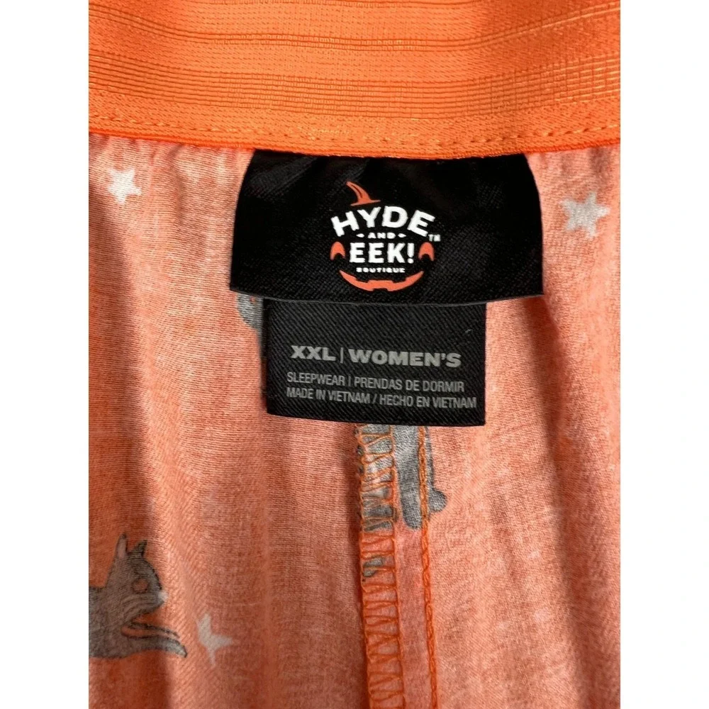 Hyde & EEK Black Cat Sleep Shorts Halloween Spooky Kitsch Goth Orange Cotton XXL